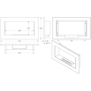 Biofireplace UNIFLAM 70x40cm white matt ref. BIO2-70x40-B