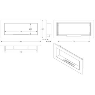 Biokamin UNIFLAM 90x40cm Weiß Matt ref. BIO2-90x40-B