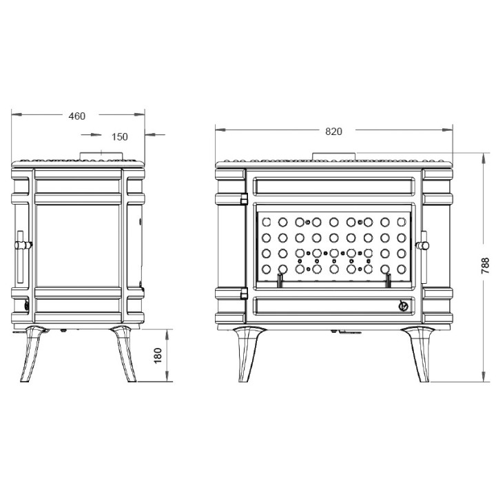 Stove INVICTA MANDOR air supply, anthracite ref. 9180-64-DP