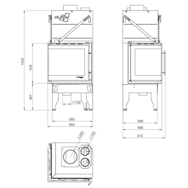 Wkład kominkowy UNIFLAM 660 DURO lewa boczna szyba ref. 837-007