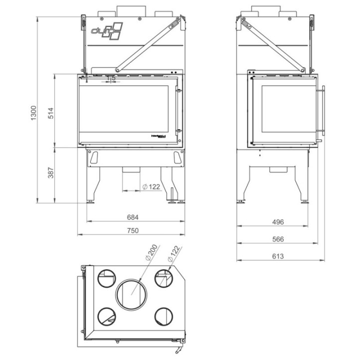 Insert UNIFLAM 760 DURO left corner glasspane with clap ref. 837-017