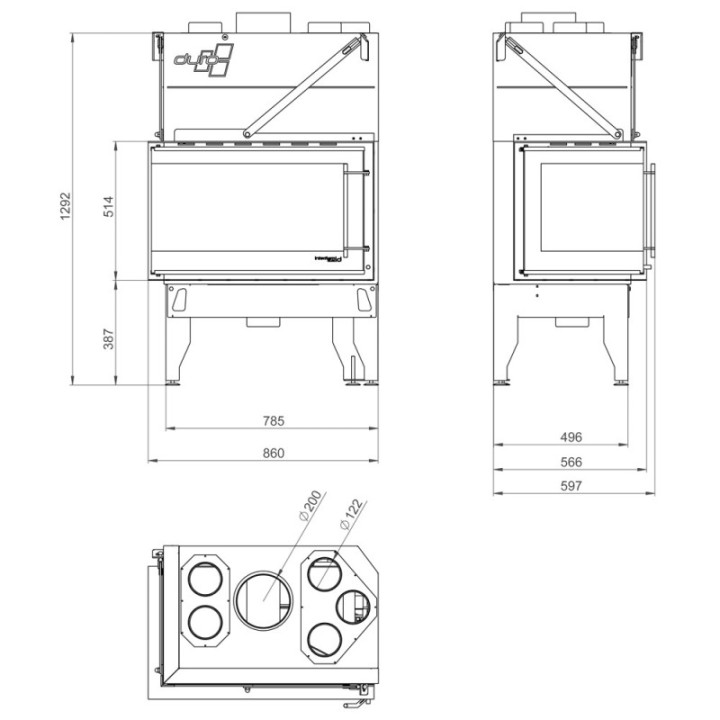 Wkład kominkowy UNIFLAM 860 DURO lewa boczna szyba ref. 837-026