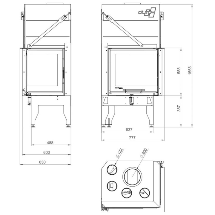 UNIFLAM 660DURO rechte Seitenscheibe,hochklappbare Tür ref.837-006