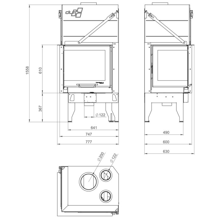 UNIFLAM 660 DURO, linke Seitenscheibe,aufklappbare Türen, ref.837-005