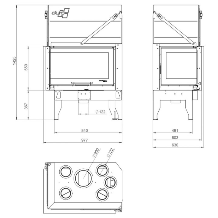 UNIFLAM 860 DURO linker Seitenscheibe,aufklappbaren Türen, Ref.837-027