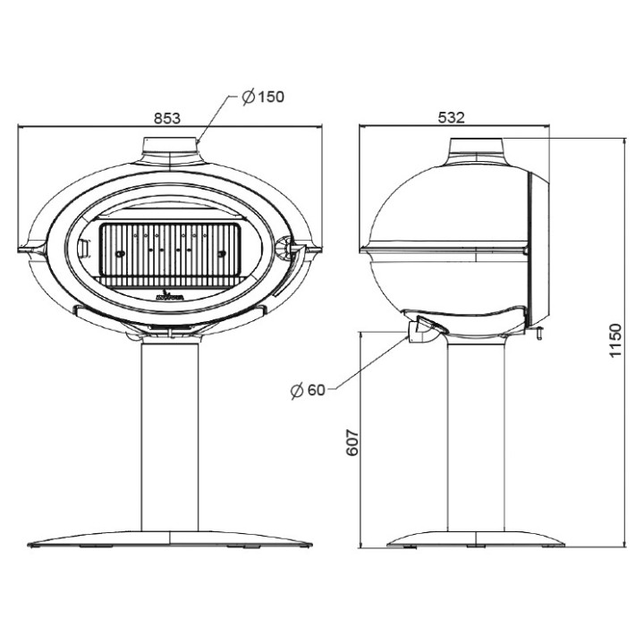 Stove INVICTA BRIO SUR PIED antracyt ref. 6481-14