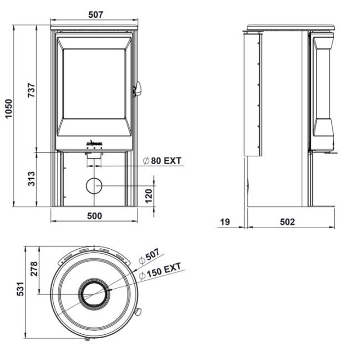 Stove INVICTA NEOSEN Plus black ref. 9488-36