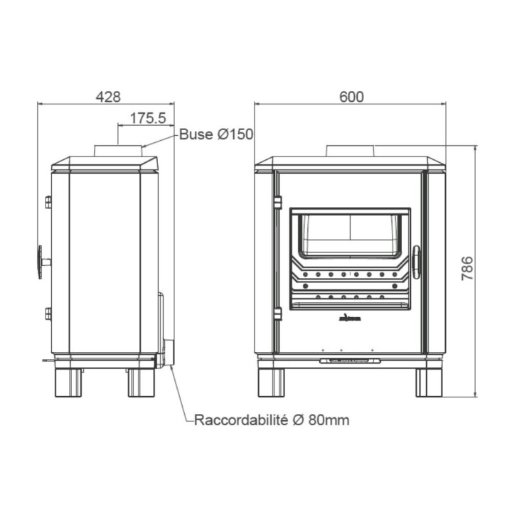 Stove INVICTA CAROLO ZEN, anthracite ref. 6162-49