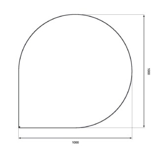 Plaque de protection sol en acier pour poêle 100x100cm ronde d’angle noir mat