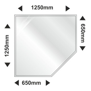 Support en verre pentagone-coin1250x1250x6mm