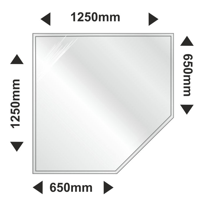 Support en verre pentagone-coin1250x1250x6mm
