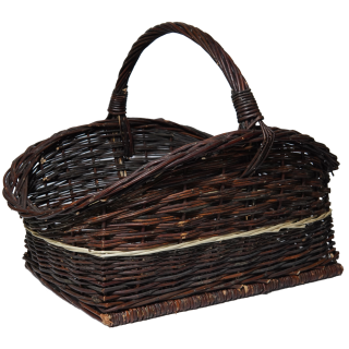 Wood basket wicker straight dark with bright fibers