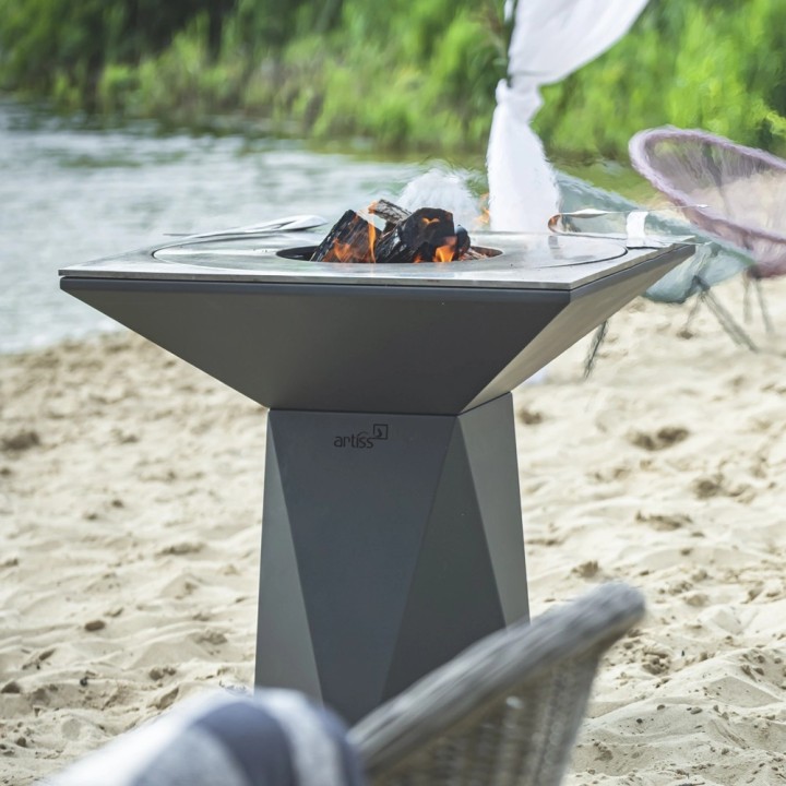 Palenisko-grill ogrodowy Artiss G2 grafit, płyta ze stali węglowej ref. 2605-12