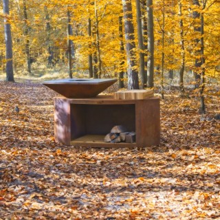 Palenisko-grill ogrodowy Artiss G3 corten, blat drewniany, płyta ze stali węglowej ref. 2605-03