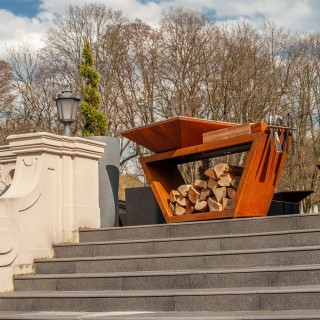 Palenisko-grill ogrodowy Artiss G4 corten, blat drewniany, płyta ze stali węglowej ref. 2605-04
