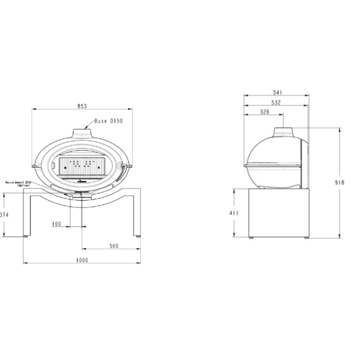 Stove INVICTA BRIO on bench 1m antracyt ref. 6481-25