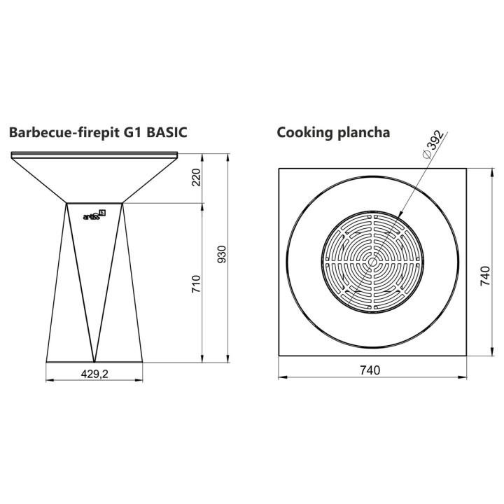 Garden firepit Artiss G1 BASIC graphite ref. 2605-31