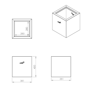 Planter 38 x 38 ARTISS graphite
