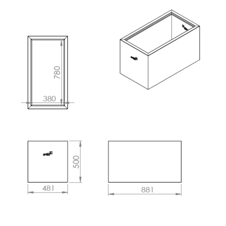 Planter 48 x 88 ARTISS graphite