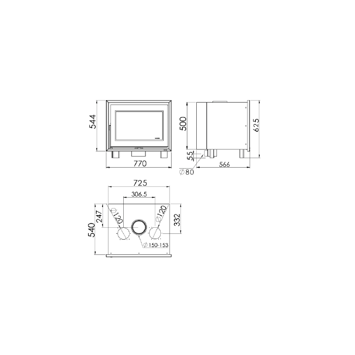 Kamineinsatz PANADERO C-820-S EcoDesign Anthrazit Ref. 49085