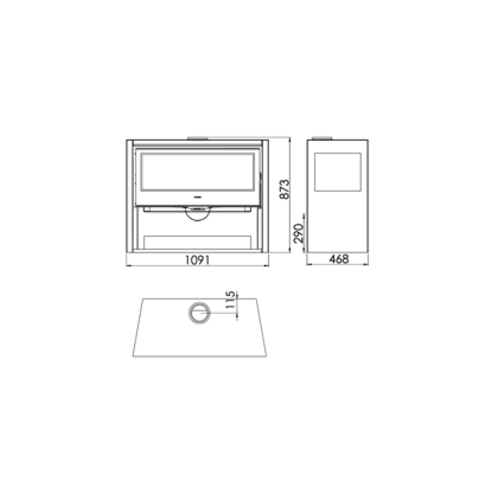 Stove PANADERO ALLEGRO 3V with three glass panels EcoDesign ref. 48027
