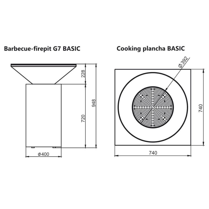 Artiss brassero G7 BASIC corten G7 BASIC corten – acier inoxydable ref. 2605-64