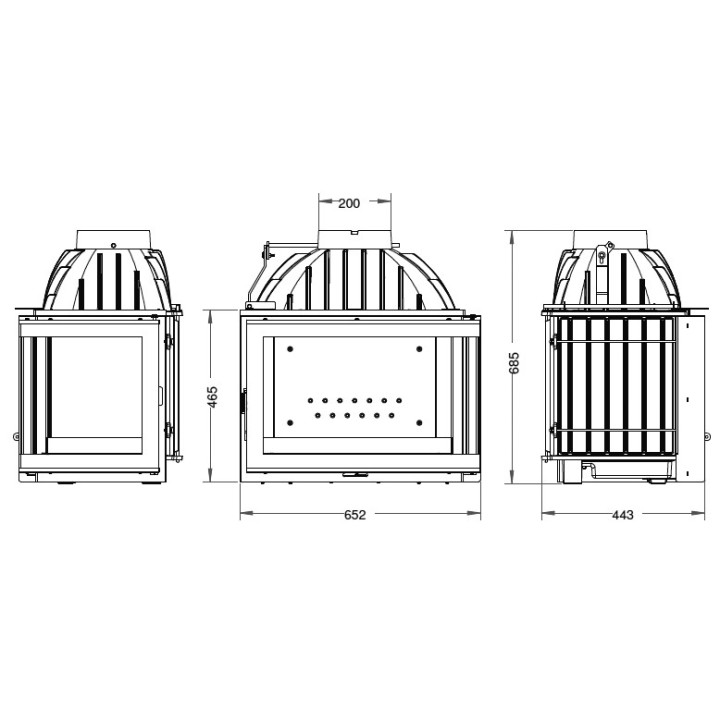 Kamineinsatz UNIFLAM 700 PLUS ECO rechte Eckscheibe,Klappe ref.6273-72