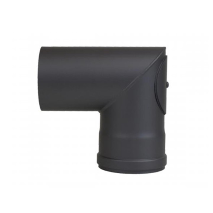 Kolano stałe dwusegmentowe do pelletu 80mm 90° gr. 1,2mm - Czarna stal z uszczelką