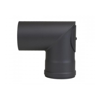 Kolano stałe dwusegmentowe do pelletu 100mm 90° gr. 1,2mm - Czarna stal z uszczelką