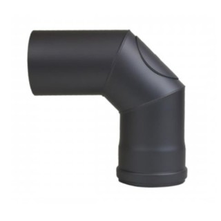 Pelletbogen dreisegmentig fest 100mm 90° Wandstärke 1,2mm - Schwarzstahl mit Dichtung