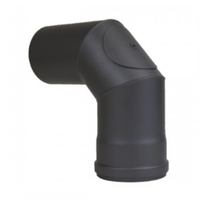 3-segment fixed pellet elbow 100mm 90° thickness 1.2mm - Black steel with seal