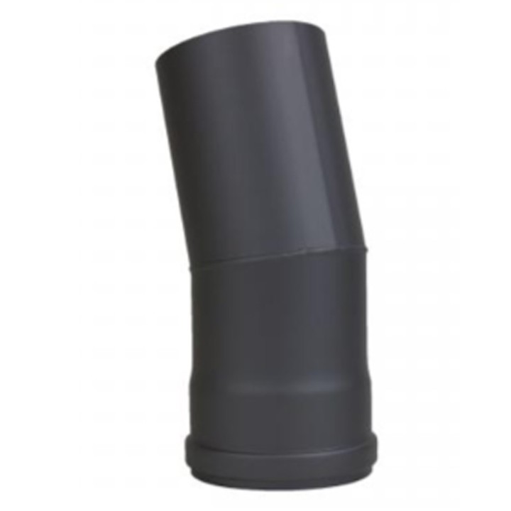 Coude fixe pour granulés 100mm 15° ép. 1,2mm - Acier noir avec joint