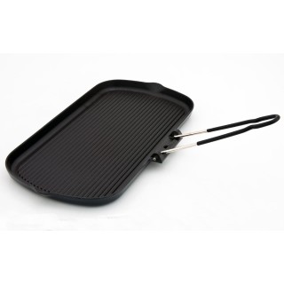 Grill żeliwny emaliowany prostokątny z ruchomą rączką