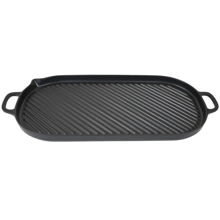 Grill żeliwny emaliowany podłużny duży czerń